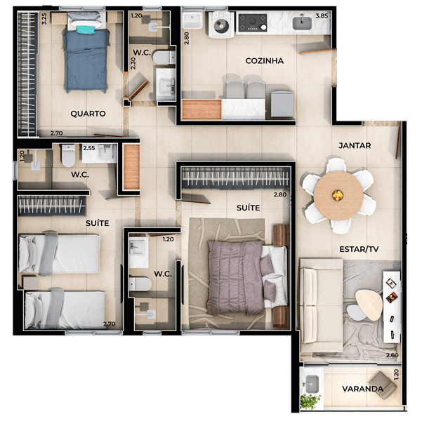 Apartamentos TIPO 01 B 86m